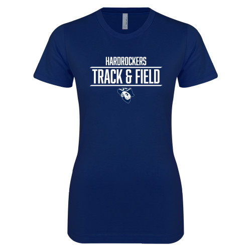  Next Level Womens Navy Boyfriend Tee - Track and Field Stacked