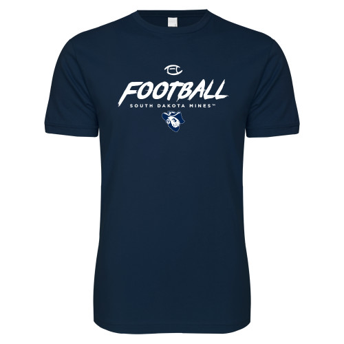  Next Level Navy SoftStyle T Shirt - Footbal Distrssed