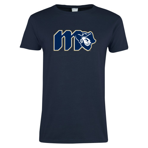  Womens Short Sleeve Navy Tee - Grubby Lockup Gold Outline