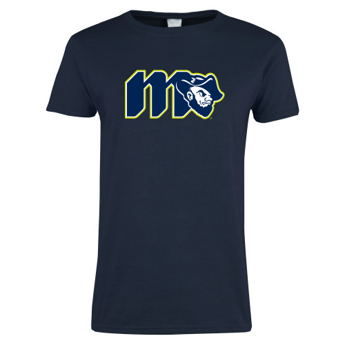  Womens Short Sleeve Navy Tee - Grubby Lockup Green Outline