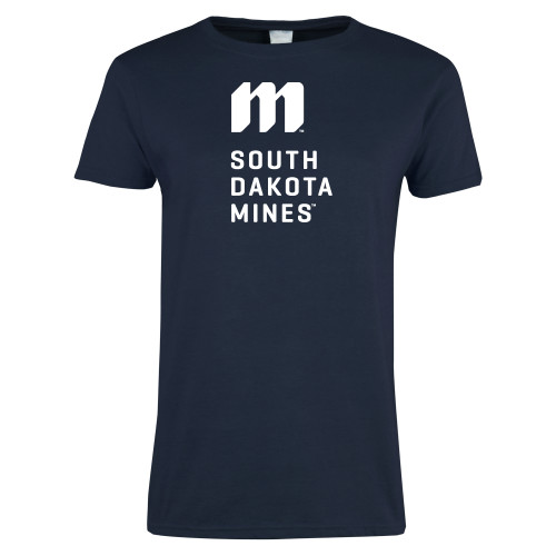  Womens Short Sleeve Navy Tee - Institutional Mark Stacked Left