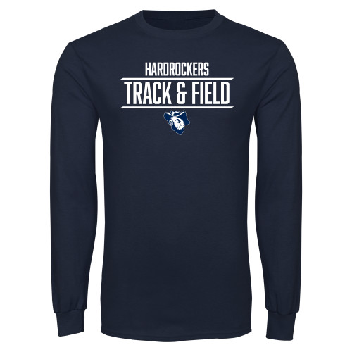  Navy Long Sleeve T-Shirt - Track and Field Stacked