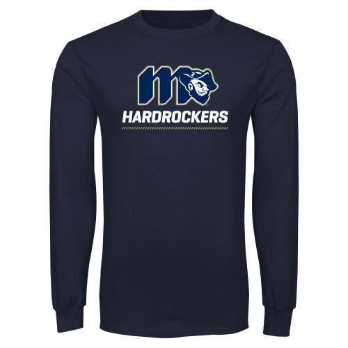  Navy Long Sleeve T-Shirt - Grubby Hardrockers Lockup Gold