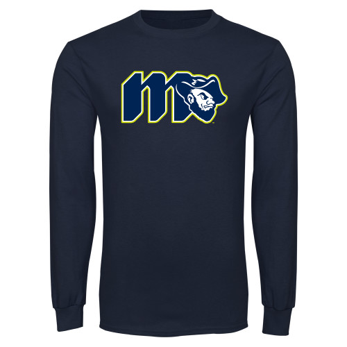  Navy Long Sleeve T-Shirt - Grubby Lockup Green Outline