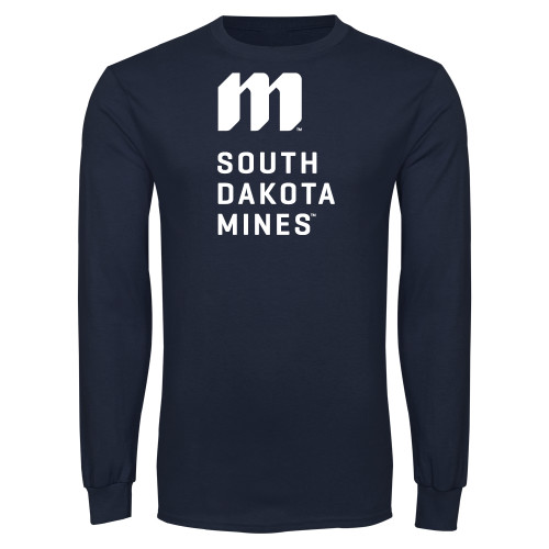  Navy Long Sleeve T-Shirt - Institutional Mark Stacked Left