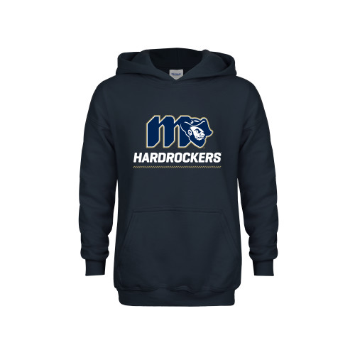  Youth Navy Fleece Hoodie - Grubby Hardrockers Lockup Gold