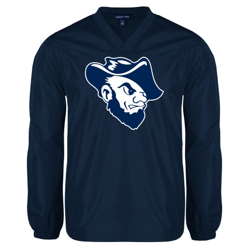  Navy V Neck Raglan Windshirt - Grubby Mascot Head