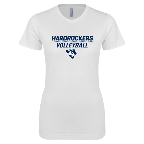  Next Level Womens White Boyfriend Tee - Volleyball