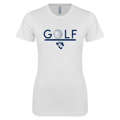  Next Level Womens White Boyfriend Tee - Golf Ball in Golf