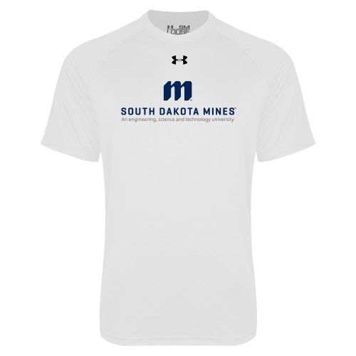  Under Armour White Tech Tee - Institutional Mark Stacked