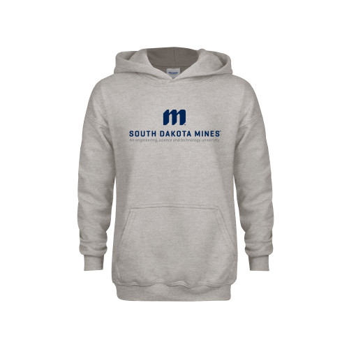  Youth Grey Fleece Hood - Institutional Mark Stacked