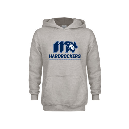  Youth Grey Fleece Hood - Grubby Hardrockers Lockup Blue
