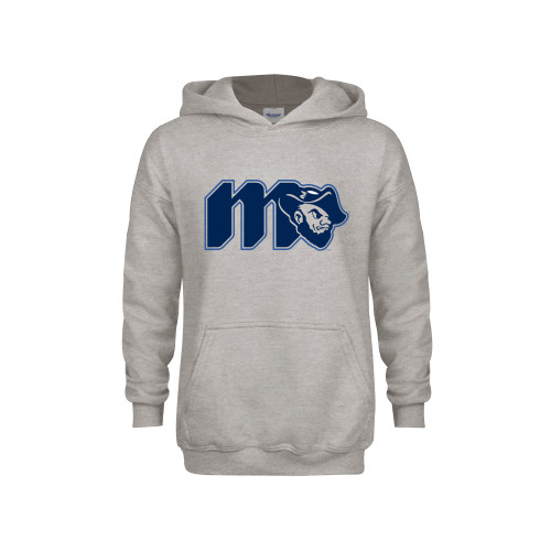  Youth Grey Fleece Hood - Grubby Lockup Blue Outline