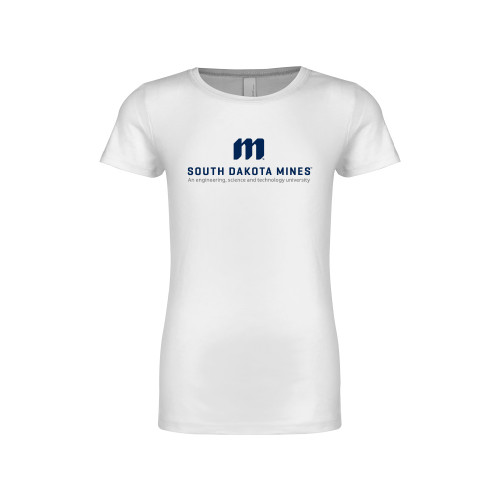  Next Level Girls White Fashion Fit T Shirt - Institutional Mark Stacked