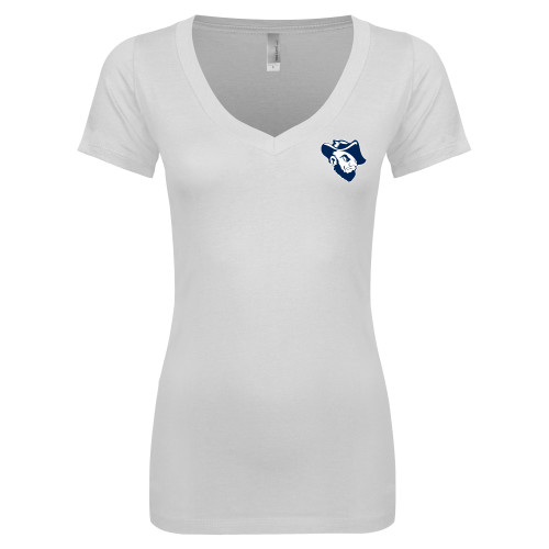  Next Level Womens White Ideal V Tee - Grubby Mascot Head