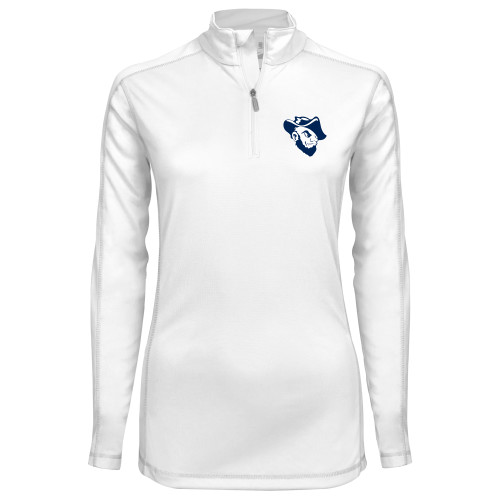  Syntrel Womens White Interlock 1/4 Zip - Grubby Mascot Head