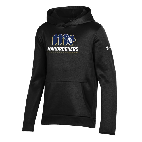  Under Armour Youth Black Fleece Hoodie - Grubby Hardrockers Lockup Gold