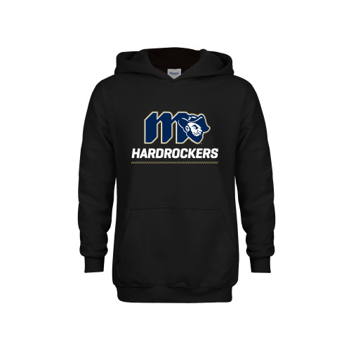  Youth Black Fleece Hoodie - Grubby Hardrockers Lockup Gold