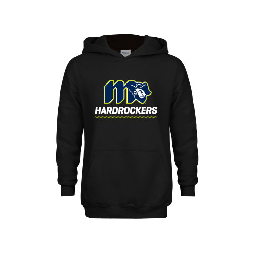  Youth Black Fleece Hoodie - Grubby Hardrockers Lockup Green