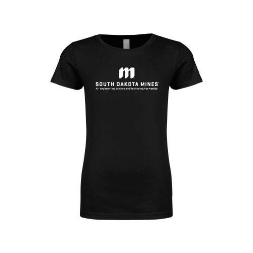  Next Level Girls Black Fashion Fit T Shirt - Institutional Mark Stacked