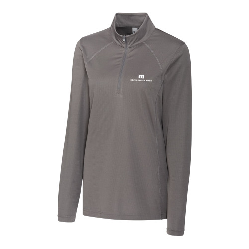  C&B Womens Titan Grey Clique Ice Pique Half Zip - Institutional Mark Centered