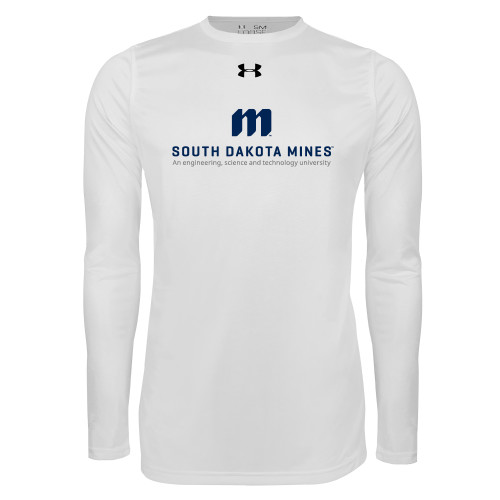  Under Armour White Long Sleeve Tech Tee - Institutional Mark Stacked