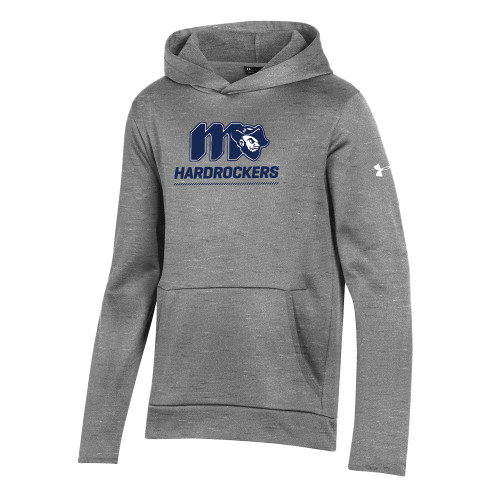  Under Armour Youth Grey Fleece Hoodie - Grubby Hardrockers Lockup Gold