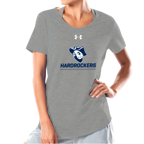  Under Armour Womens Grey Charged Cotton Tee - Primary Athletics Mark