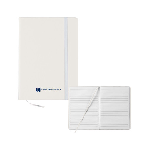  5x7 White Hard Cover Journal - Institional Mark Horizontal