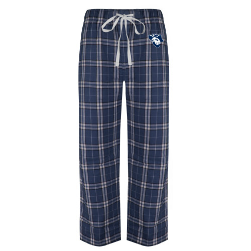  Navy/White Flannel Pajama Pant - Grubby Mascot Head
