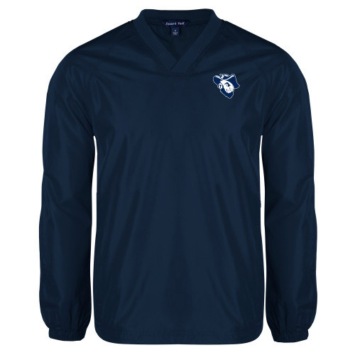  Navy V Neck Raglan Windshirt - Grubby Mascot Head