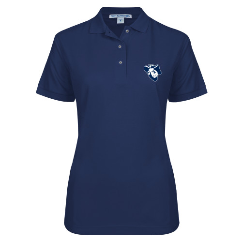  Womens Silk Touch Navy Pique Polo - Grubby Mascot Head