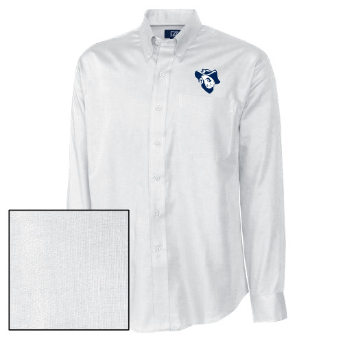  Cutter & Buck Nailshead Long Sleeve Button Down White - Grubby Mascot Head