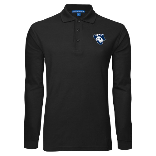  Black Long Sleeve Polo - Grubby Mascot Head
