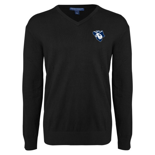  Black VNeck Sweater - Grubby Mascot Head