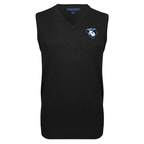  Black VNeck Sweater Vest - Grubby Mascot Head