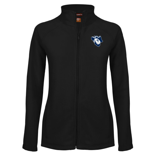  Womens Black Fleece Full Zip Jacket - Grubby Mascot Head