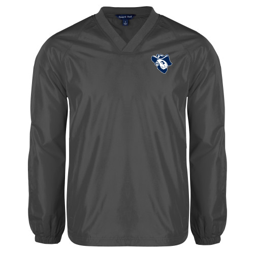  Charcoal V Neck Raglan Windshirt - Grubby Mascot Head