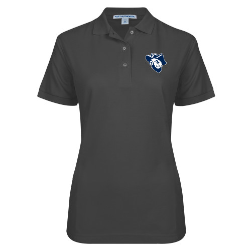  Womens Silk Touch Charcoal Pique Polo - Grubby Mascot Head
