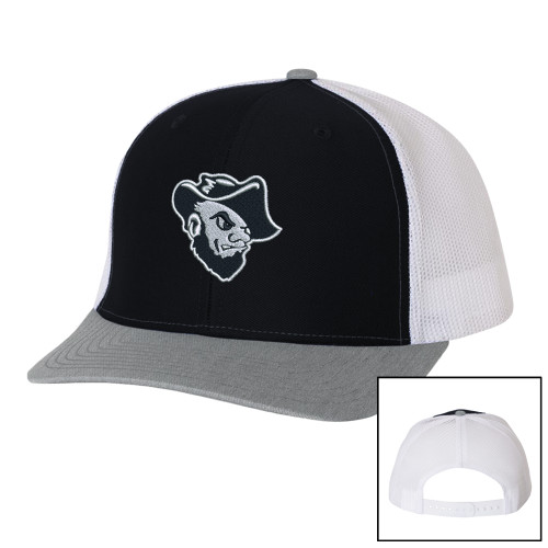  Richardson Black/White/Heather Trucker Hat - Grubby Mascot Head