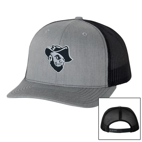  Richardson Heather Grey/Black Trucker Hat - Grubby Mascot Head