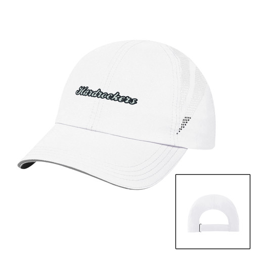  Womens White Performance Cap - Hardrockers Script Puff