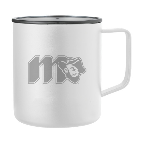  Rover Camp Vacuum Insulated White Mug 14oz - Grubby Lockup Gold Outline Engraved