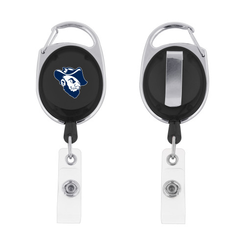  Black Oval Retractable Badge Holder w/Clip - Grubby Mascot Head