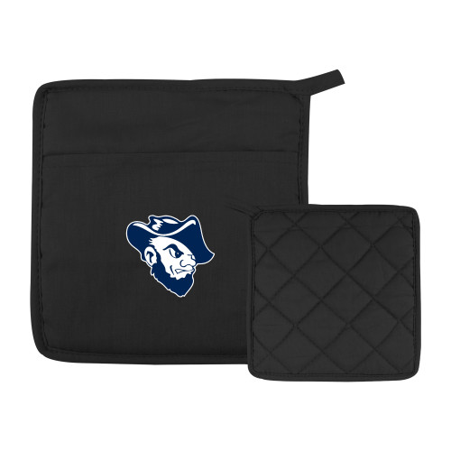  Quilted Canvas Black Pot Holder - Grubby Mascot Head