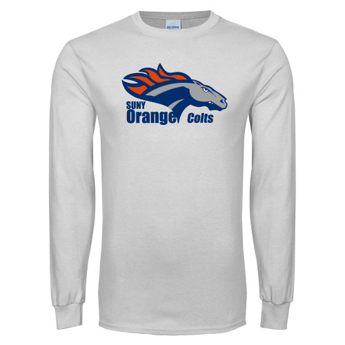  White Long Sleeve T Shirt - Primary Logo