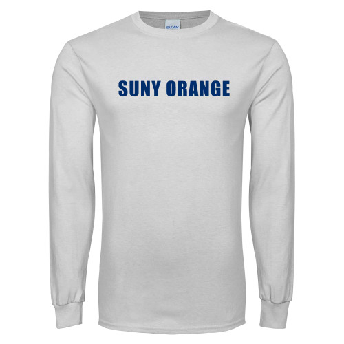  White Long Sleeve T Shirt - SUNY Orange Word Mark