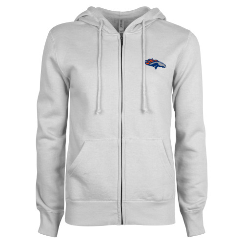  ENZA Womens White Fleece Full Zip Hoodie - SUNY Orange Colt