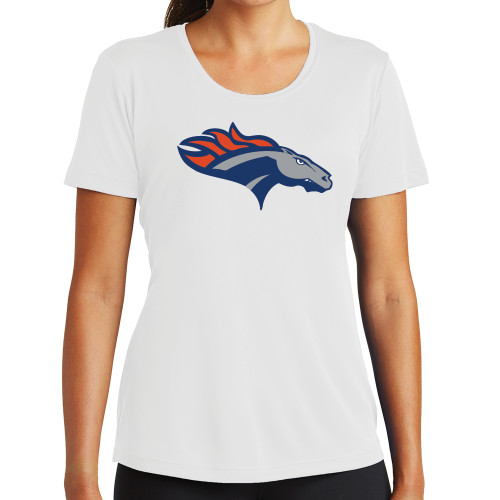  Womens White Performance Tee - SUNY Orange Colt