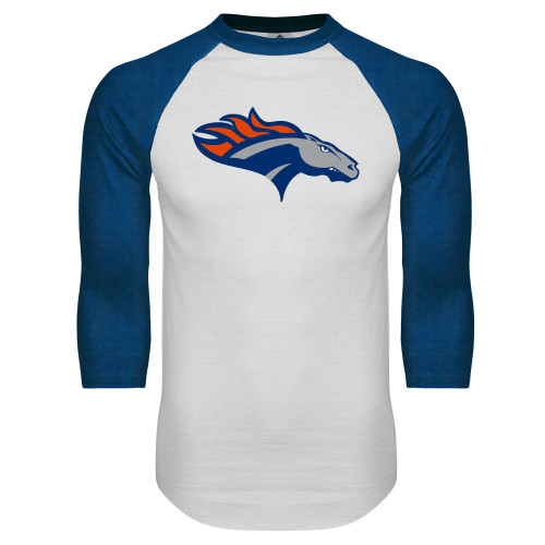  White/Royal Raglan Baseball T Shirt - SUNY Orange Colt